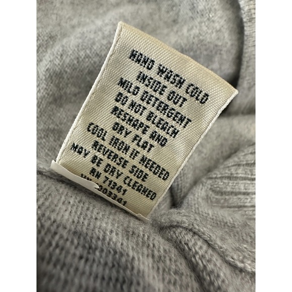 L.L. Bean 100% Cashmere Gray Open Front Cardigan Sweater Women's Medium Pockets - Picture 10 of 16